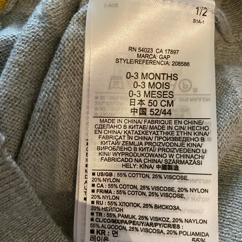 BabyGap Grey & Yellow Cardigan Sweater Size 0-3 Months